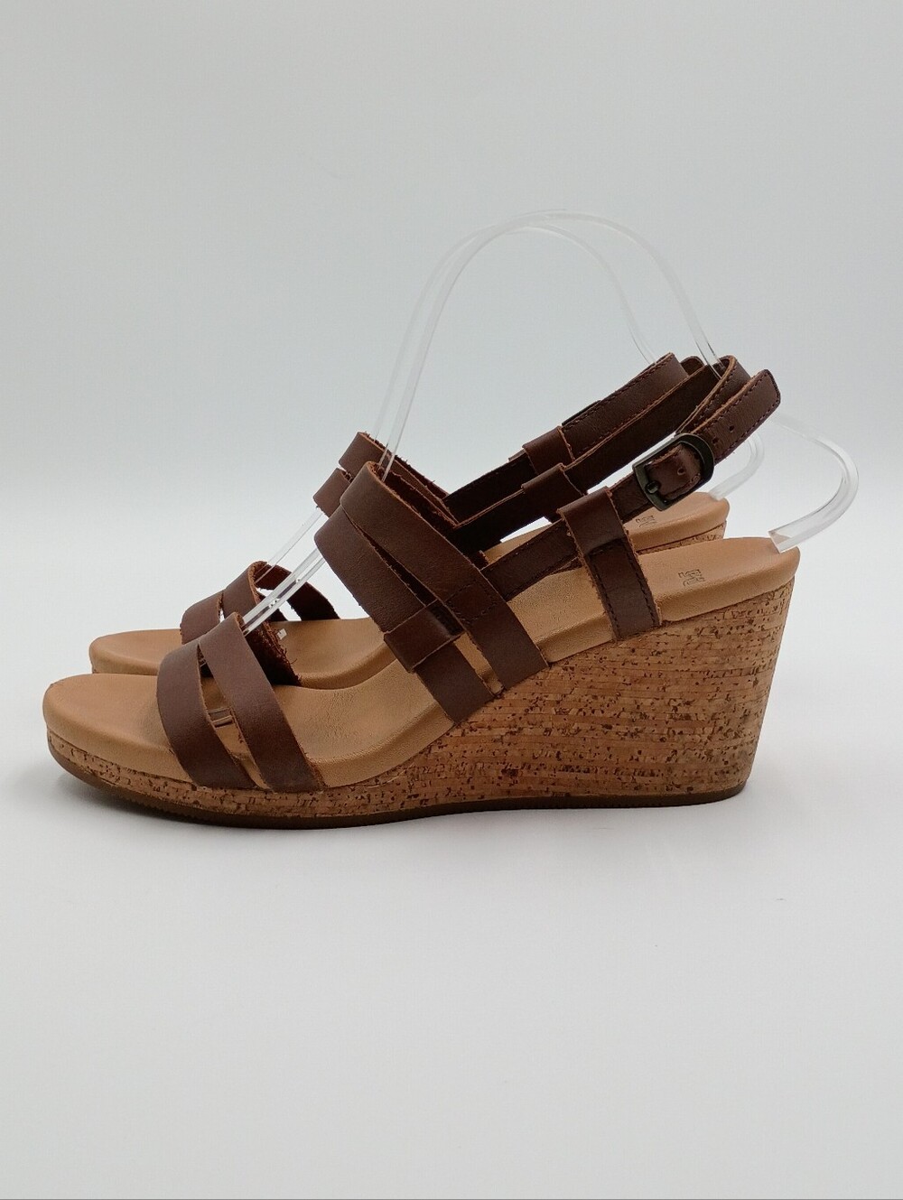 Teva Strappy Leather Platform Cork Wedge Comfort Sandals 8 Brown Gorpcore Boho
